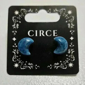 Blue apatite moon stud earrings!